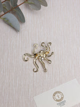 Gold Baroque Pearl Octopus Brooch