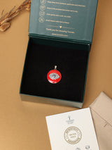 Red Evil Eye Coin Pendant with Blue Eye