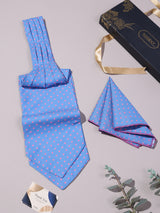 Sky Blue & Pink Polka Dot Woven Ascot & Pocket Square