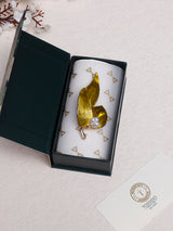 Olive Gold Leaves Pearl Cluster Brooch