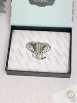 Green Crystal Elephant Head Brooch