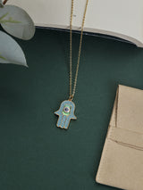 Turquoise Hamsa Evil Eye Pendant Necklace - TOSSIDO