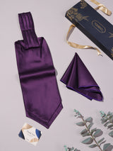 Purple Self Chevron Woven Ascot & Pocket Square