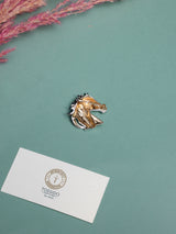 Pearly White & Black Mane Horse Head Brooch
