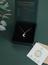 Gold Mother of Pearl Crescent Moon Pendant Necklace - TOSSIDO