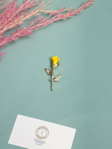 Yellow Enamel Rose Bud Brooch