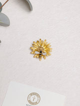 Gold Daisy & Crystal Bee Brooch
