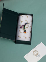 Crystal Bird on Blossom Branch Brooch