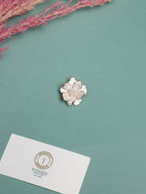 Cream Enamel Pearl Cluster Flower Brooch