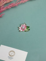 Pink Lotus Lily Pad Pearl Brooch