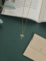 Gold Palm Tree Pendant Necklace - TOSSIDO