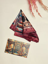 Gujarat Stepwell Maroon Printed Pocket Square - TOSSIDO