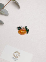 Amber Pumpkin Pearl Brooch
