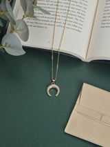 Gold Sparkle Crescent Horn Pendant Necklace - TOSSIDO