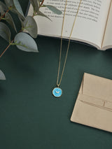 Turquoise Winged Disc Pendant Necklace - TOSSIDO