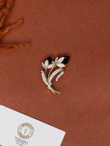 Plum Crystal Tulip Spray Brooch