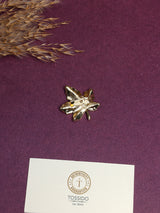 Green Enamel Crystal Maple Leaf Brooch
