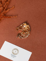 Gold Openwork Horse Head Brooch