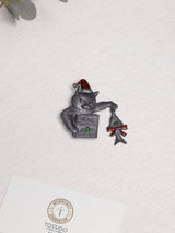 Christmas Cat Santa Hat Brooch