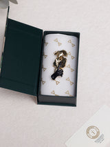 Gold & Black Hush Face Brooch