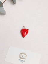 Red Enamel Strawberry Brooch