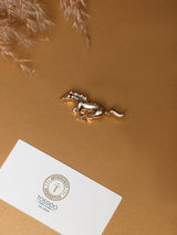 Gold Slim Galloping Horse Brooch