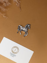 Black Crystal Prancing Horse Brooch
