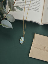 Turquoise Hamsa Evil Eye Pendant Necklace - TOSSIDO