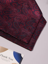 Maroon Classic Paisley Woven Ascot & Pocket Square