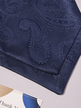 Navy Self Paisley Woven Ascot & Pocket Square