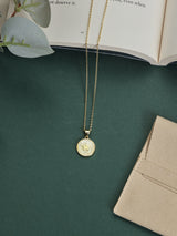 Gold Mother of Pearl Star Disc Pendant Necklace - TOSSIDO