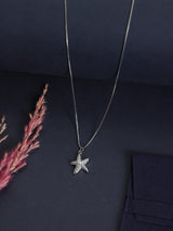 Silver Sparkle Starfish Pendant Necklace - TOSSIDO