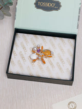 Orange Starfish & Shells Pearl Brooch