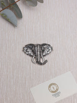 Silver Crystal Elephant Head Brooch