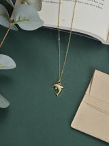 Gold Sparkle Dolphin Pendant Necklace - TOSSIDO