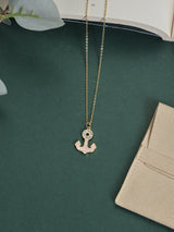 Pink Mother of Pearl Anchor Pendant Necklace - TOSSIDO