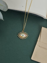 Rainbow Evil Eye Sun Pendant Necklace - TOSSIDO
