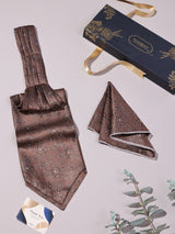 Brown Micro Paisley Woven Ascot & Pocket Square