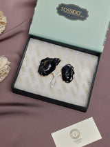 Black Enamel Twin Flower Brooch