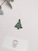 Green Enamel Christmas Tree Brooch