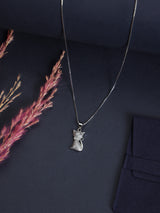 Silver Sparkle Cat Pendant Necklace - TOSSIDO
