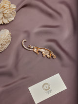 Rose Gold Crystal Prowling Leopard Brooch