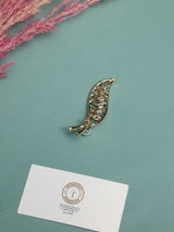 Lavender Crystal Leaf Spray Pearl Brooch