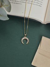 Gold Sparkle Crescent Horn Pendant Necklace - TOSSIDO