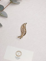 Pink Crystal Leaf Spray Pearl Brooch
