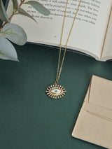Rainbow Evil Eye Sun Pendant Necklace - TOSSIDO