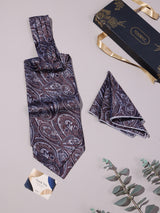 Brown & Blue Paisley Woven Ascot & Pocket Square