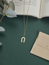 White Horseshoe Pendant Necklace - TOSSIDO