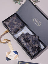 Blue & Brown Paisley Woven Ascot & Pocket Square