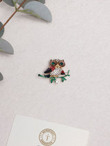 Crystal Owl on Branch Brooch